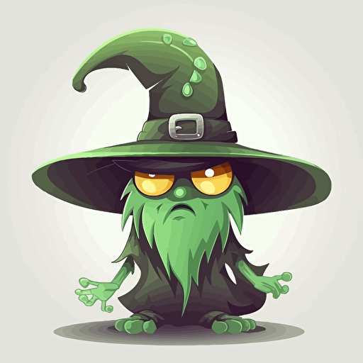 bruja verde monstruo haciendo una pocima magica, sombrero, fantasia, hongos, hierbas, mitico, interesante, detallado, vector HD