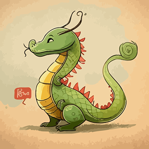 Chinese New Year of the dragon, cute, cartoon, back view, vector