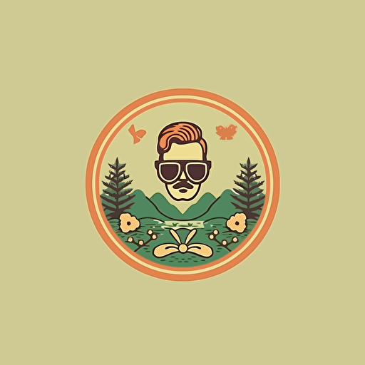 a pharmacutical logo that incorporates elements of nature and the symbol of infinity. Vector. Optimistic. Wes Anderson style.