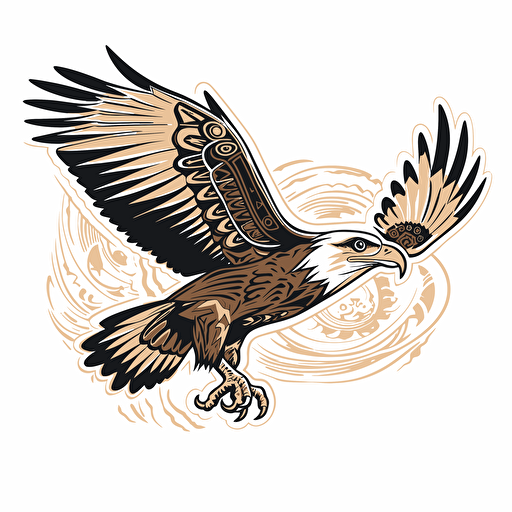 Native American vector art of a bald Eagle in flight