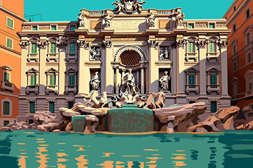 vector art, trevi fountain