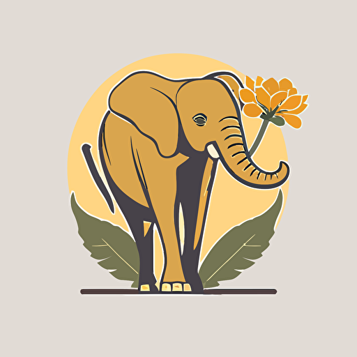 flat vector logo of a elephant trunk with a flower on top