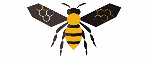 insanely beautiful logo a bee represents Artificial Intelligence, minimalistic, letters, hexagon, simple, vector, flat, 2d. white background