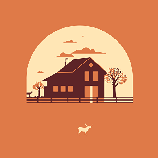 Create a modern minimalist logo of a ranch style house, vector 2 color, Saul Bass,