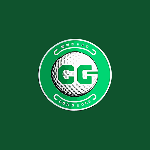 a emblem for a golf ball company, 2 letters G and C, green background, golf ball white, simple, minimalist, vector