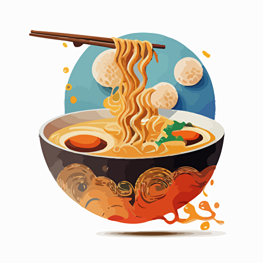 ramen bowl, vector art, white background