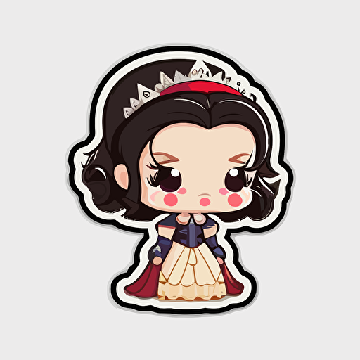 Vector file sticker design of Princess Snowwhite chibi style, transparent background