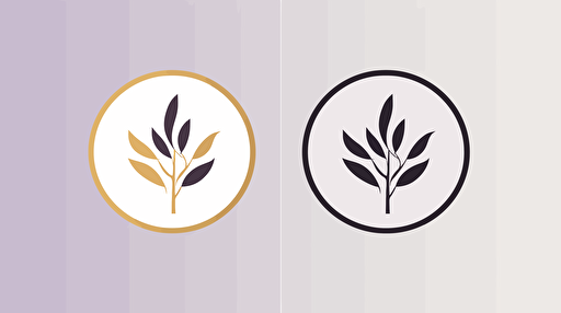 minimal vector logo, lavender and golden yellow colors with white and black accent