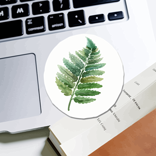 watercolor vector illustration boho boston fern leaf sticker white background