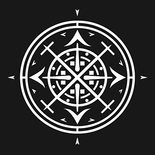 vegvísir logo design, vector logo circle, simple black and white flat