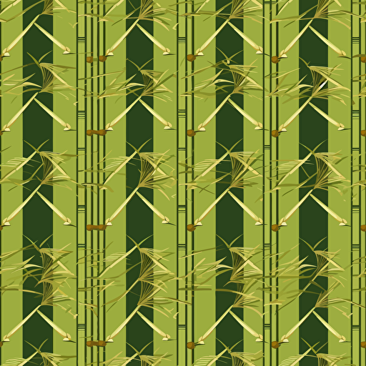 A repeating japanese pattern with green and gold bamboo, vector, high quality