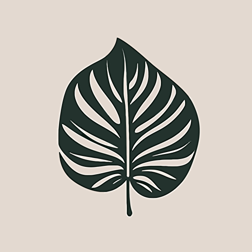 minimal line logo of a large jungle leaf, vector