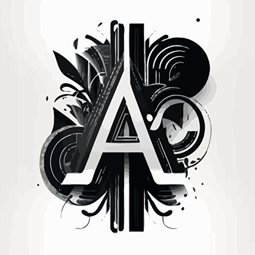 create, and stylized logo with a black vector, and a white background of the letters A and the letter E**