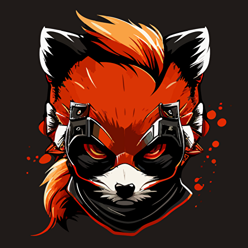 very simplified vector logo of a bandit red panda head