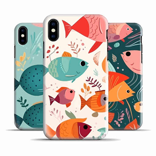 cute fishes vector art pattern for phone cases.