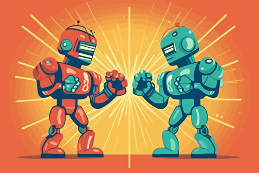 robots fighting scene in the style of keith haring, high-quality 16k, vector art,