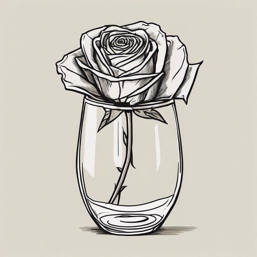 A single rose in a glass vase.
