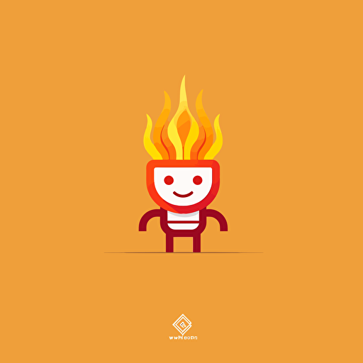 a simple logo of a friendly AI bot wrapped in flames, vector, minimal, by Paul Rand