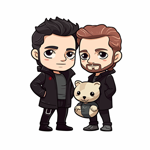 Richard Madden and Froy Gutierrez, adorable chibis, clean, vector based, white background