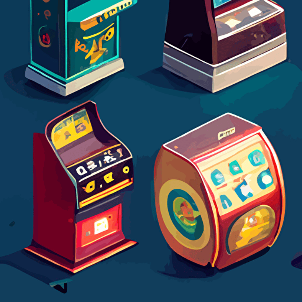 Many slot machines, vector art