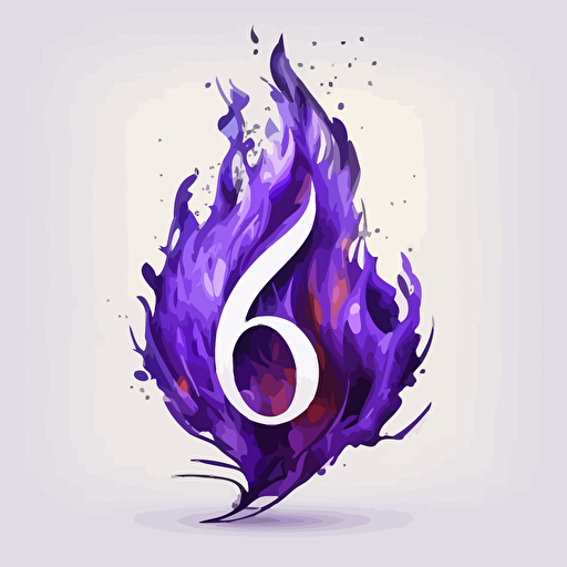 icon, logo, number 8, flame, abstract, white background, single color, purple, vector, no shadows