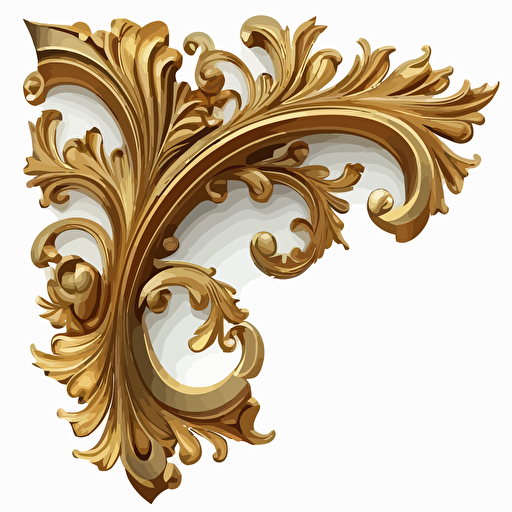 a gold ornamental corner bracket in a 2-d vector design