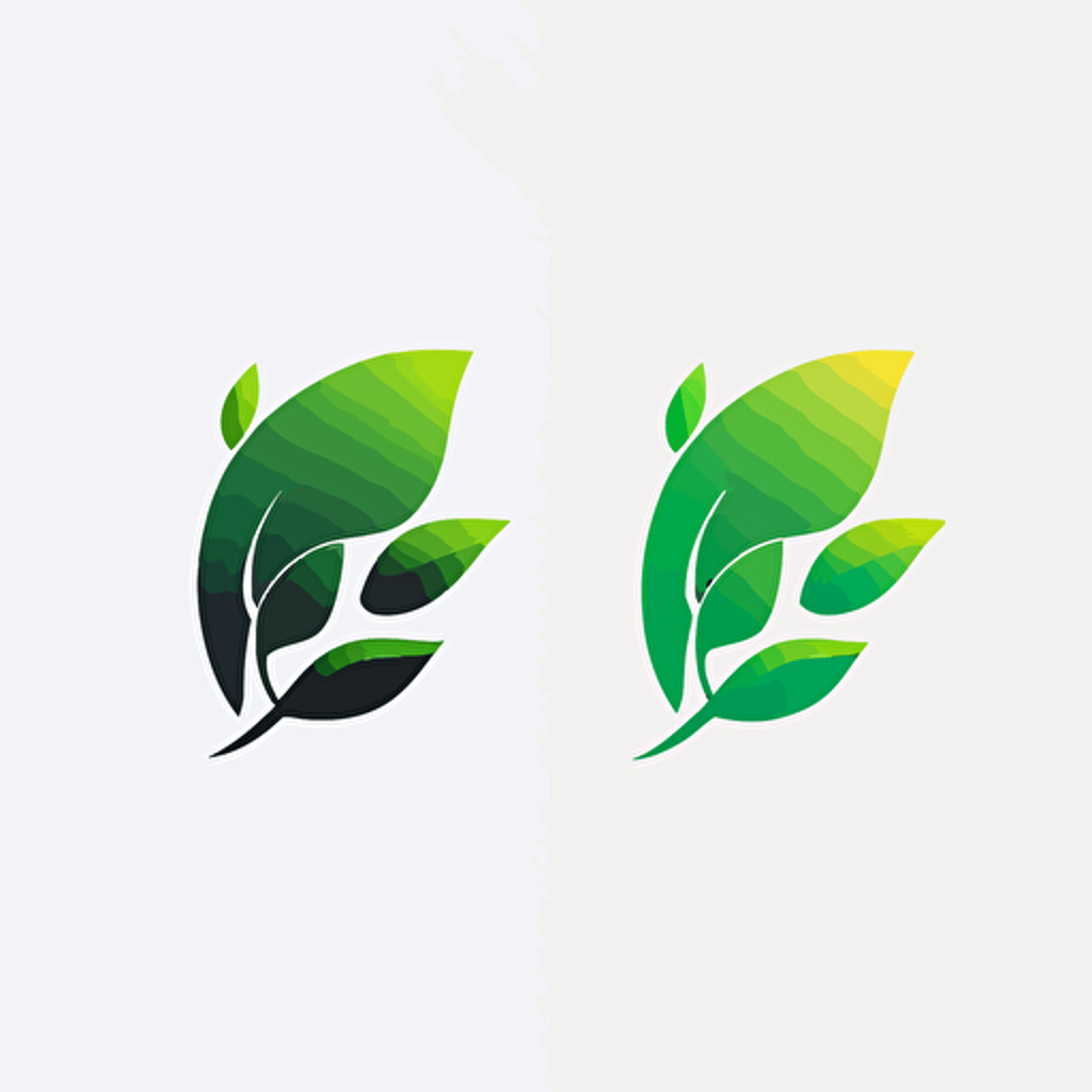 simple flat logo two gradient greens vector white background