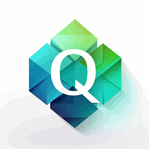 Hexagon geometric gradient logo, "OG" Letter, green and blue, futuristic, vector, white background