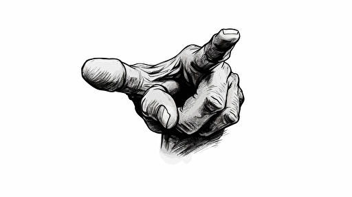 pointing finger towards, simple drawing, vector, white background
