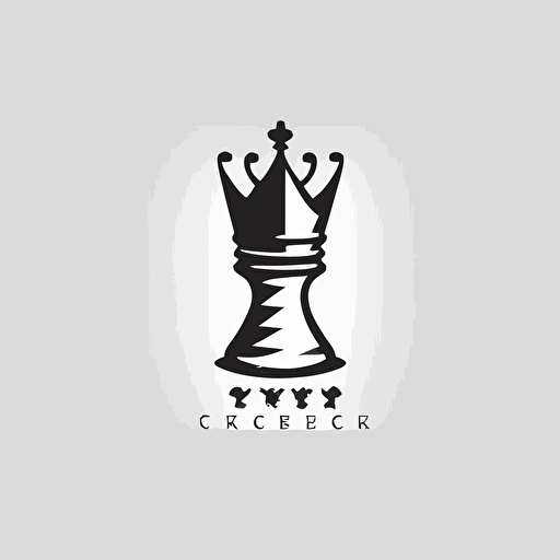 minimal vector logo, chess king piece, wears chef hat, white background