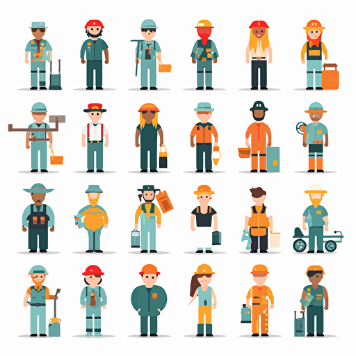 generic professions vector, white background