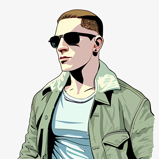 grand theft auto style drawing of a young white man, gta style drawing, vector, digital drawing, hd