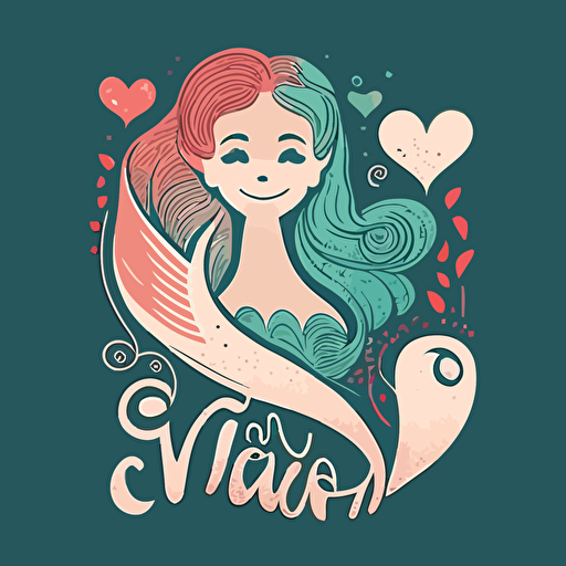 mermaid, logo, vector, simple, happy, love, flat, minimal