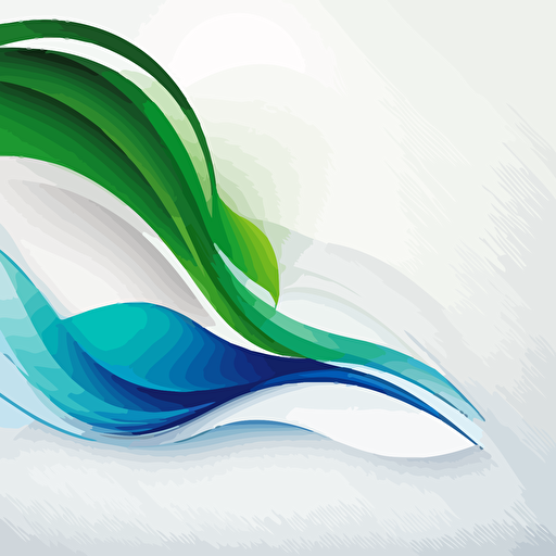 Abstract white background with green a blue soft waves. Vector illustration 2D