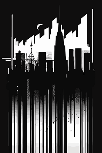 black & white skyline vector of San Francisco, abstract, minimal,