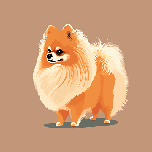 Pomeranian dog illustrator vector art flat colour simple solid background