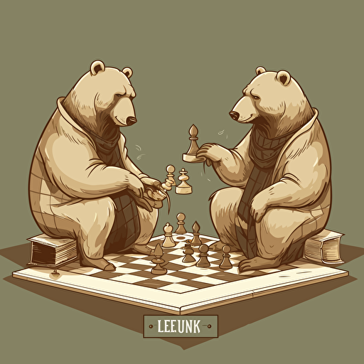 vector illustration of two bears playing chess