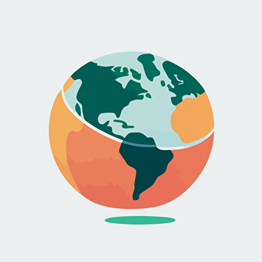 flat vector logo of circle, gradient, [a sweet peach] wrapped around earth, simple minimal, by Ivan Chermayeff