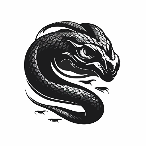 simple mascot iconic logo of snake spinning on itself black vector, on white background