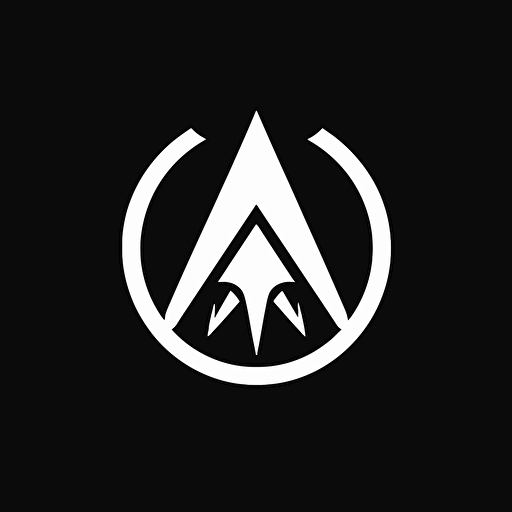 Assassin's Creed logo vector style, white on black background, flat desing, simple