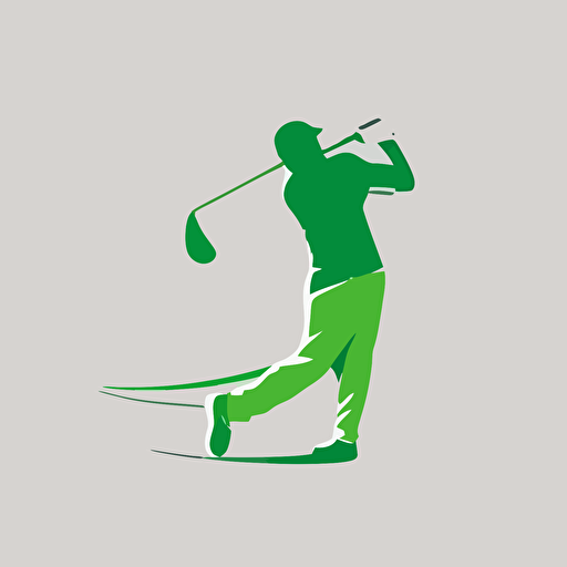 a logo no text, simplistic logo, vector style, a man golfer chasing/running at a golf ball. side profile. Green colors.