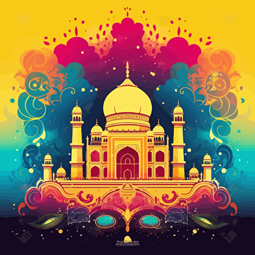 with cmyk colours 006660,e9cc67 create an indian inspired background vector design