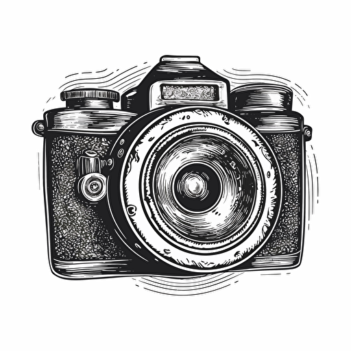 round logo::old camera vector style white background