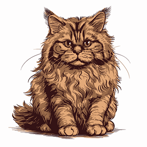 vector illustraion of a fluffy hand drawn cat