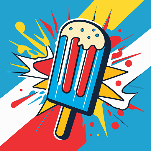 brand logo in pop art style, with a popsicle, minimalistic, futuristic, vector