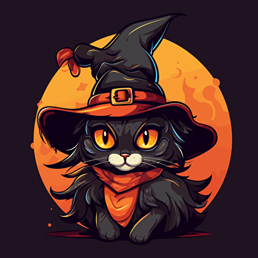 halloween cat, witch costume, vector form
