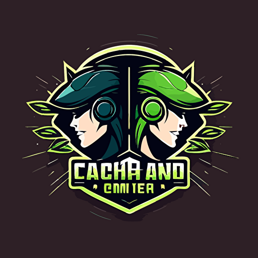 simple logo for a gaming tournament where a male and female creator go head to head in a gaming challenge, vector