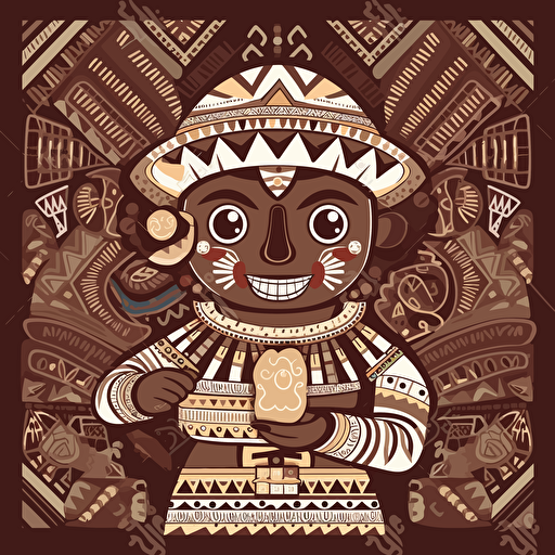 playful Aztec holding a choclate in hand, vector