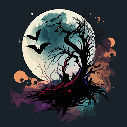 spooky moon vector