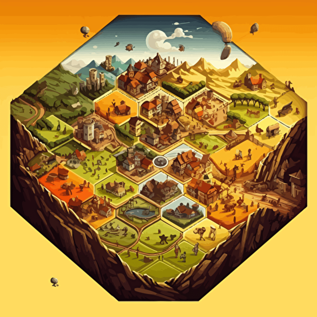 vector art alternative board game box art for settlers of catan